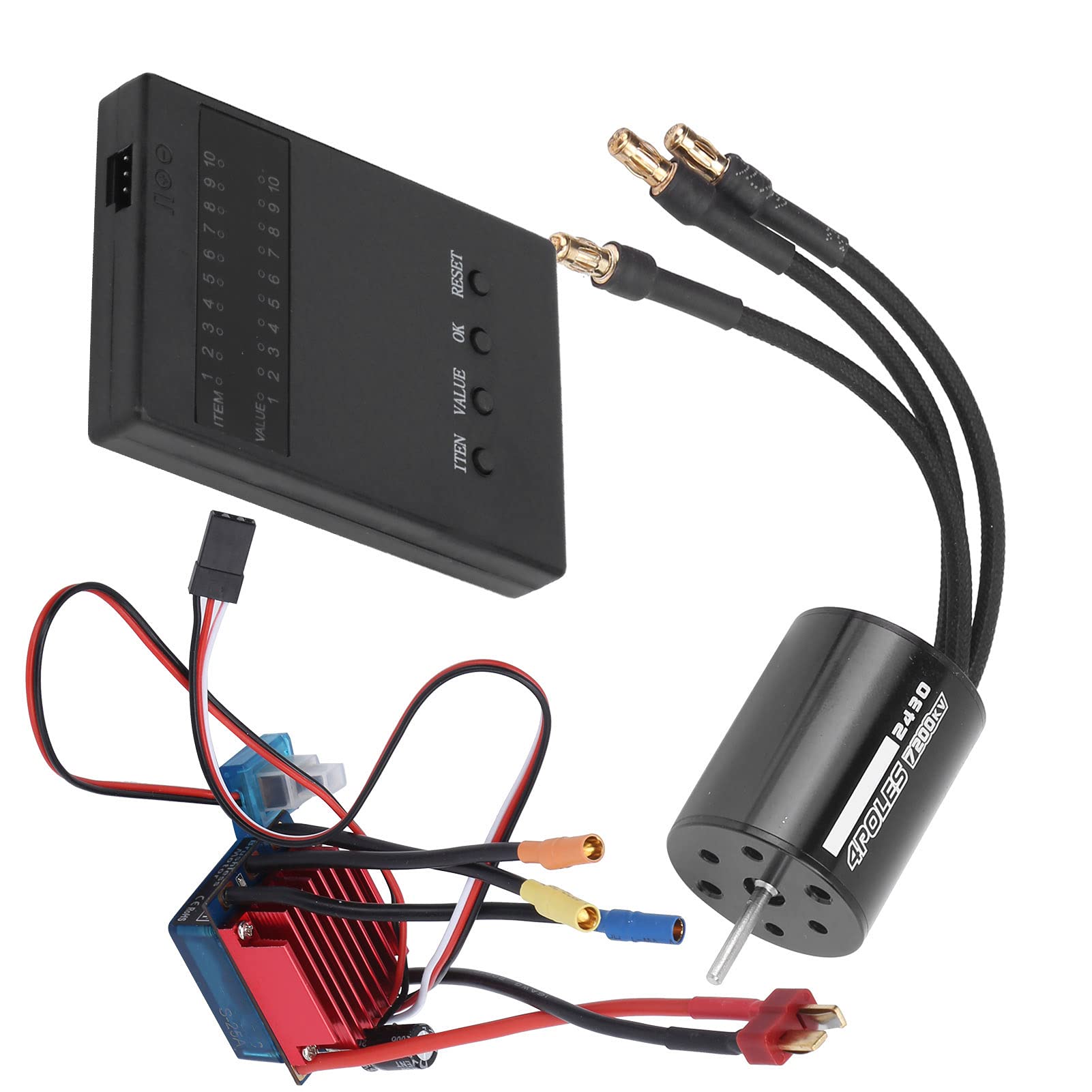 

25A Brushless ESC Set, RC 7200KV Brushless Motor Set, High Strength, Multi-Function for 1/16 and 1/18 Scale RC Drones