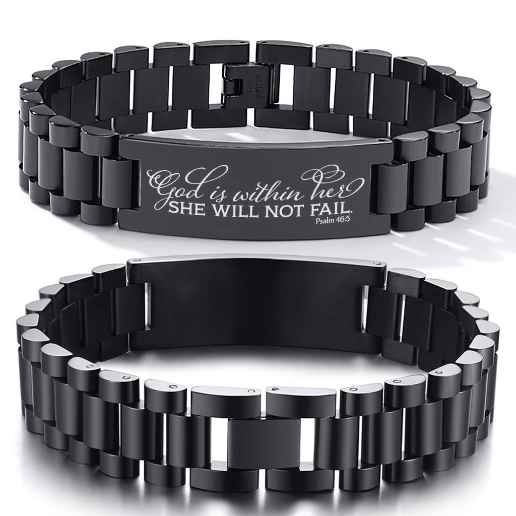 Vnox Assorted Bible Verse Bracelets for Men,Engraved Religious Scripture Quote Wristband,Faith Prayer Christian ID Bracelet Gift