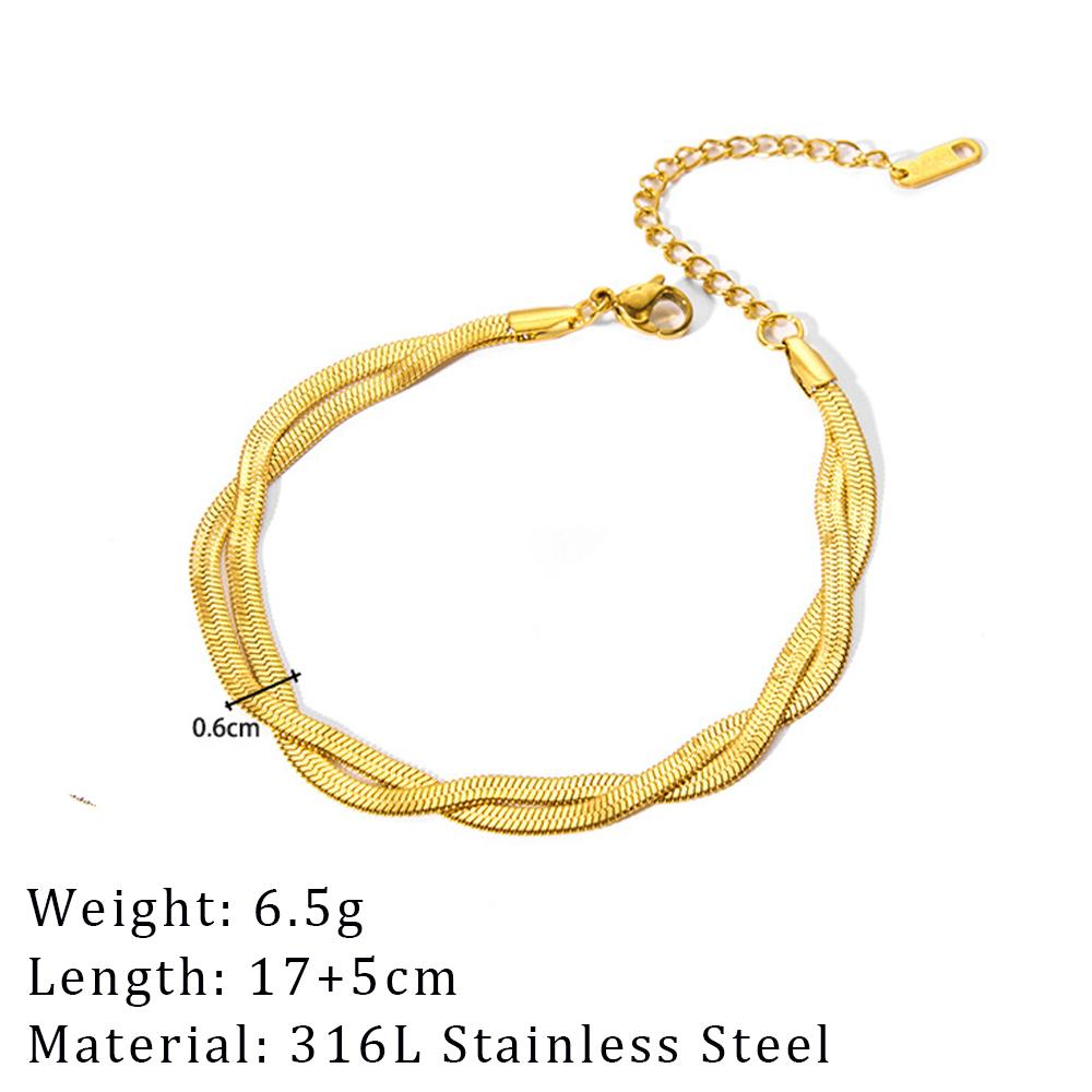 2024 Neues breites klobiges verdrehtes Armband für Damen Goldfarbe Edelstahl Gliederkette Kubische Kette Armreif Geschenk
