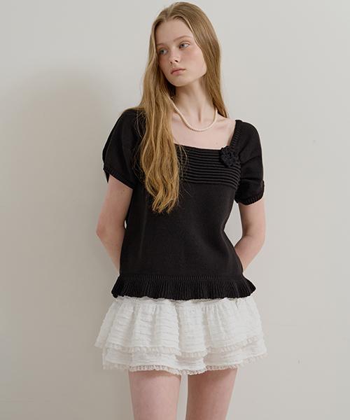 More Than Like Square Flower Knit - Black Black/Free