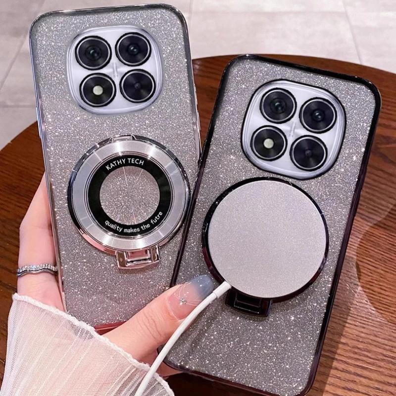 Luxusní třpytivý gradientní pouzdro se stojánkem pro Redmi Note14Pro 14 14ProPlus 13Pro 14C 13C 12 10C A5 Měkký kryt pro POCO X6 F7 X7Pro Pouzdro