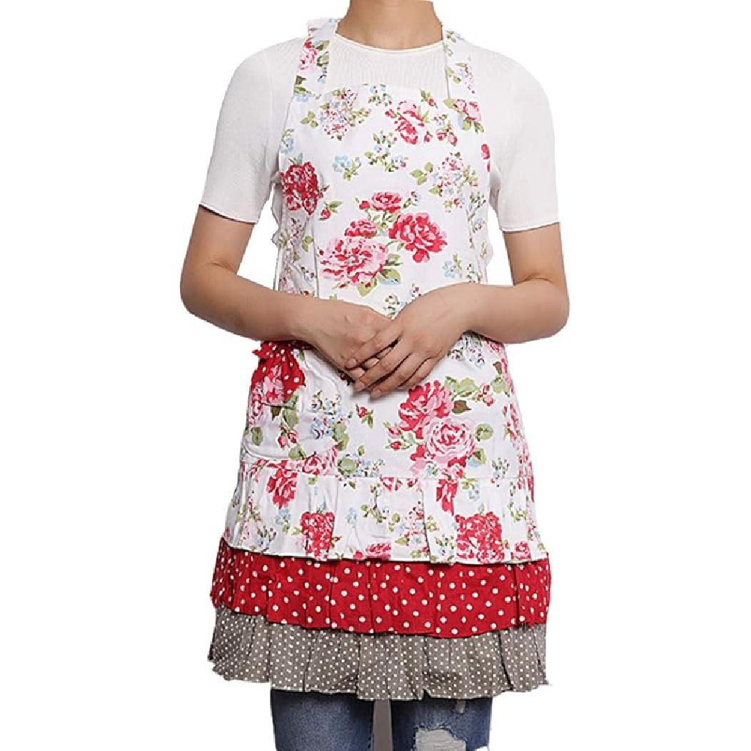 

Aprons for Women Retro Vintage Cooking Aprons Plus Size with Pockets, Pink розовый