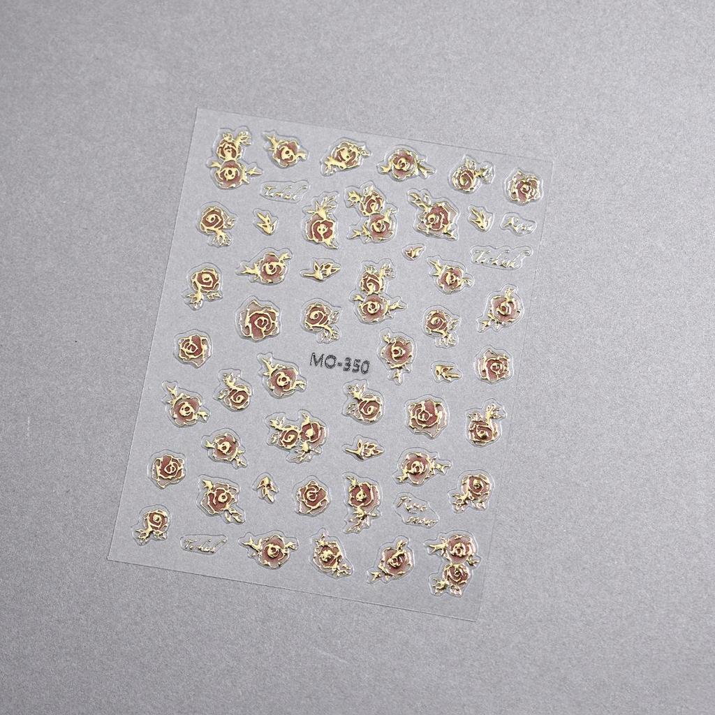 Little Red Book 3D Gilded Wild Rose Nail Art Stickers