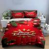 Gold Merry Christmas Festive Decor Bedding Set (1 Duvet Cover, 2 Pillowcases, Duvet Not Included)