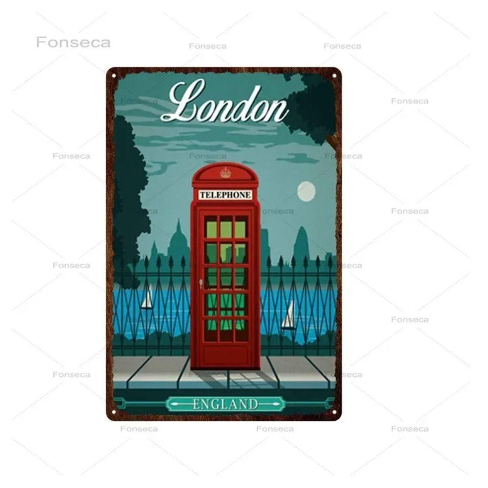 Metal Sign London Retro Wall Decor 20x30 cm