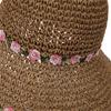 Idyllic Weaving Small Flowers Fisherman Straw Hat Woman Summer Seaside Photo Beach Sun Protection Sun Shade Hat