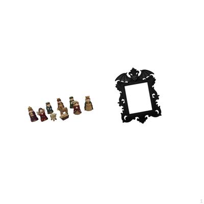 Nativity Scene Figurines And Picture Frame Set for Christmas Halloween Decorations Religious