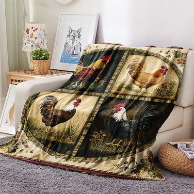 Chicken Print Flannel Blanket, High Quality Comfortable for All Seasons, Home Decor, Warmth and Comfort, Perfect for Christmas Gifts