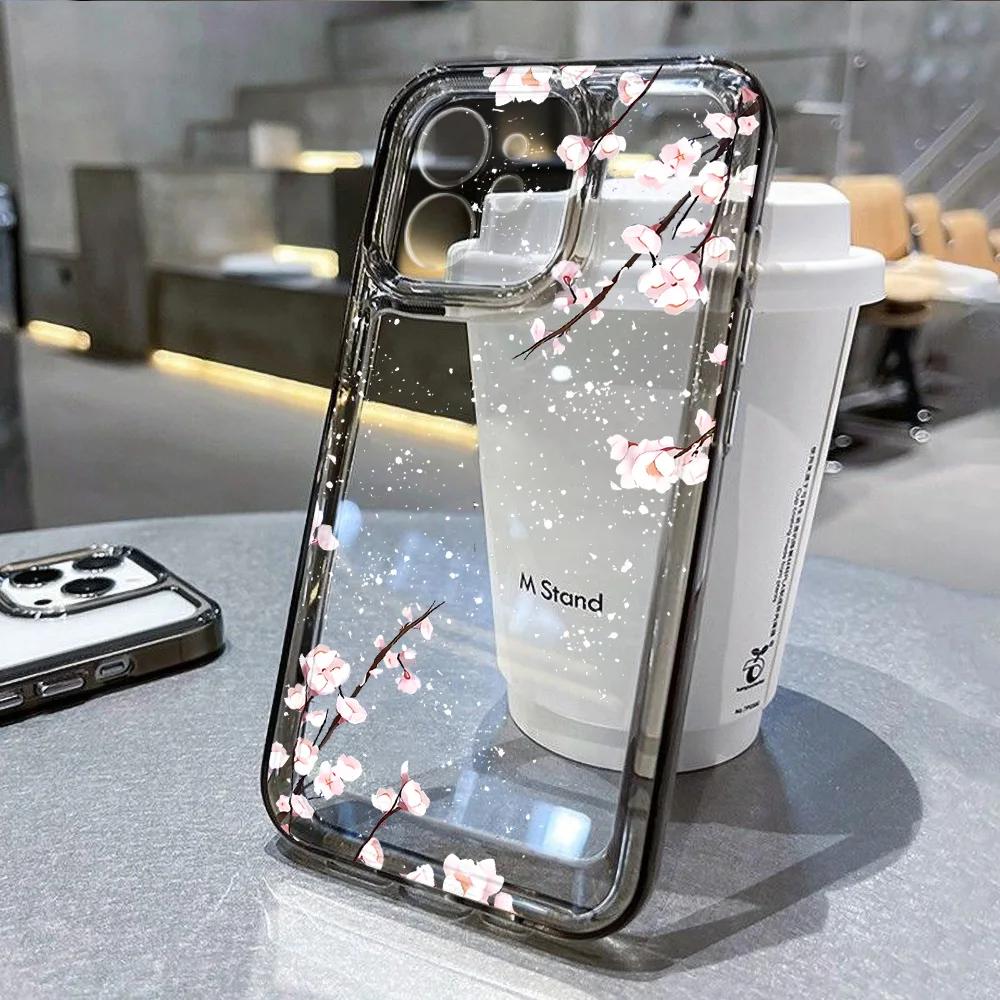 Fashion Flower Phone Case for iPhone 16 15 11 12 14 13 Pro Max Mini SE2 7 8 Plus Shockproof Transparent Silicone Shell Fundas
