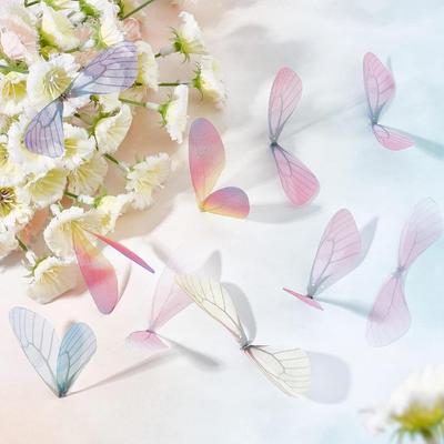 Lot de 10/20/50 breloques en forme d'ailes de libellule, pendentif en forme d'ailes de papillon, décoration en tissu pour femmes, boucles d'oreilles, fabrication de bijoux, décoration de fête intérieure, artisanat