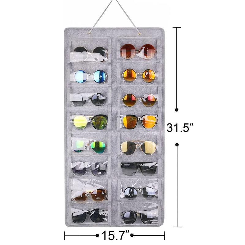 16 Fächer Filz Brillenständer Halter für Sonnenbrillen Brillen Aufbewahrung Display Hängebeutel Wandtasche Aufbewahrungsbox Organizer Taschen