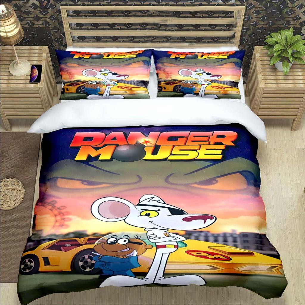 Popular Cartoon D-Danger Mouse Print Bedding Sets Bed Supplie Set  Comforter Set  Teens Girls Twin Single Kid Gift