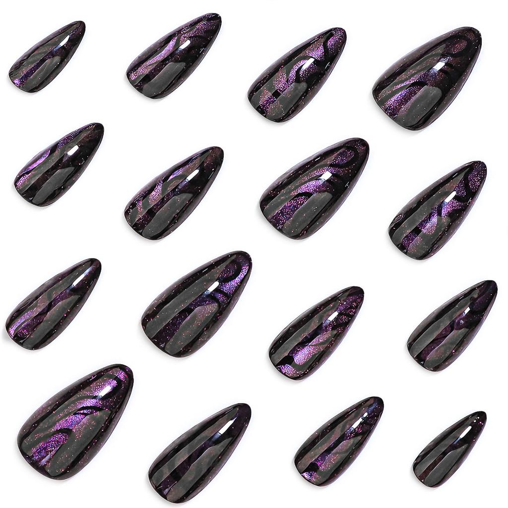 Hot-selling cat eye flash almond nail fake nail black wear nail fake nail fake nails
