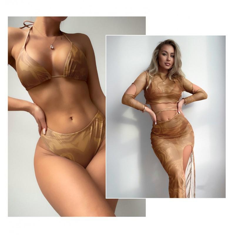 Long-sleeve Skirt Outerwear Swimsuit Split Bikini