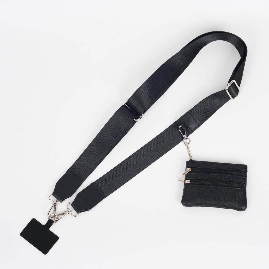 Crossbody Mobile Phone Lanyard Strap with Wide Webbing and Coin Purse