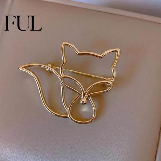 Bag Accessory Pin Women Brooch Hollow Fox Decor Stainless Exquisite Anti-slip Wear-resistant Anti-oxidation Jewelry Coat Collar Hat Scarf Decoration