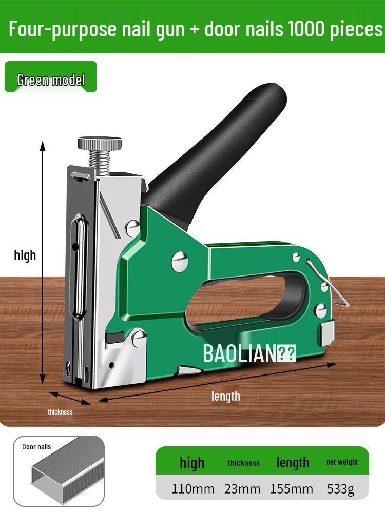 Manual Pneumatic Nail Gun: Brad Nailer, Steel Nailer, U-Shaped & Straight Nails for Wire Trough and Woodworking.