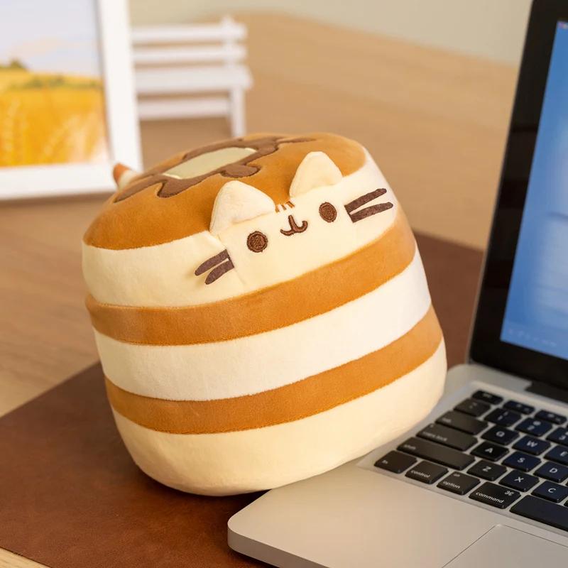 Lovely Cake Cat Plush Toy Soft Fluffy Pancake Shape Stuffed Animal Kawaii Cute Cat Plushie For Cute Cat Doll Holiday Gift