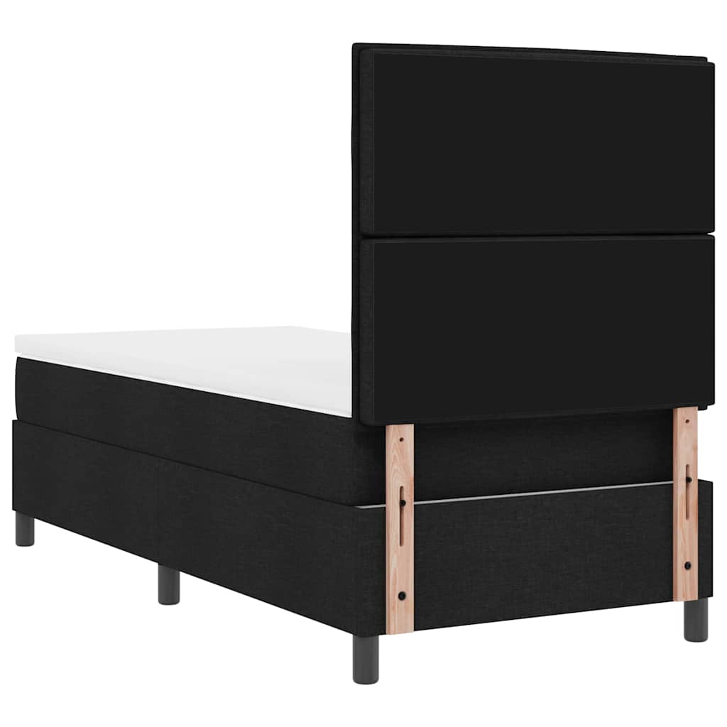 Box Spring Bed with Mattress and LED Lighting Black 90 x 200 cm Fabric