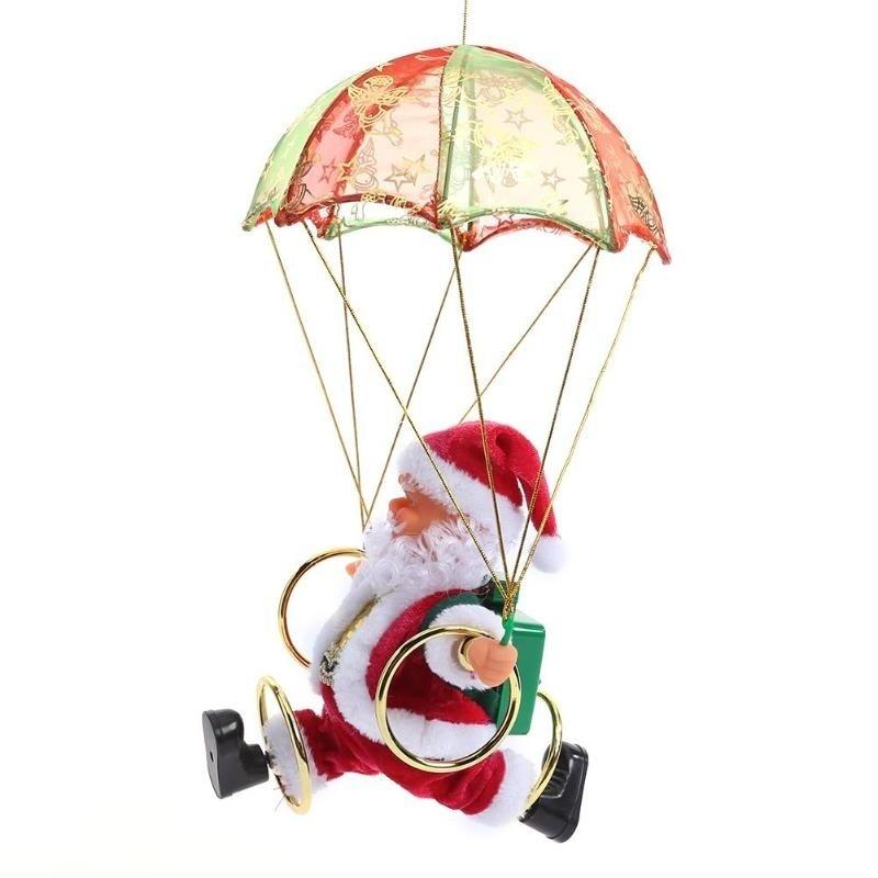 1PC Electric Santa Claus Parachute Turn Circle Acrobatics Plush Christmas Children Toy Christmas Gifts