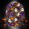 Men's Casual 3/4 Sleeve Round Neck T-Shirt with Halloween Print