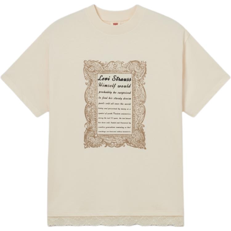 

Levis Мягкая Удобная Повседневная Рубчатая Футболка с Круглым Вырезом и Коротким Рукавом Женские Топы Бежевый 003SW-0001 M