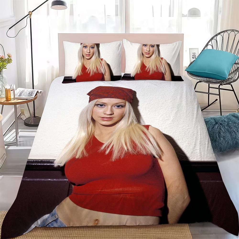 Christina Aguilera Duvet Cover Set Home Style Bedding Soft Laundry Cotton Bed 3 Piece Set Student Dormitory Gift