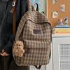 Schoolbag Mori ins wind corduroy plaid schoolbag for female junior high school students large capacity casual versatile backpack travel backpack