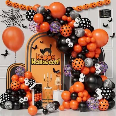 Halloween Orange Black Eyeball Latex Balloon Wreath Set Ghost Festival Arrangement Children'S Birthday Photo Props