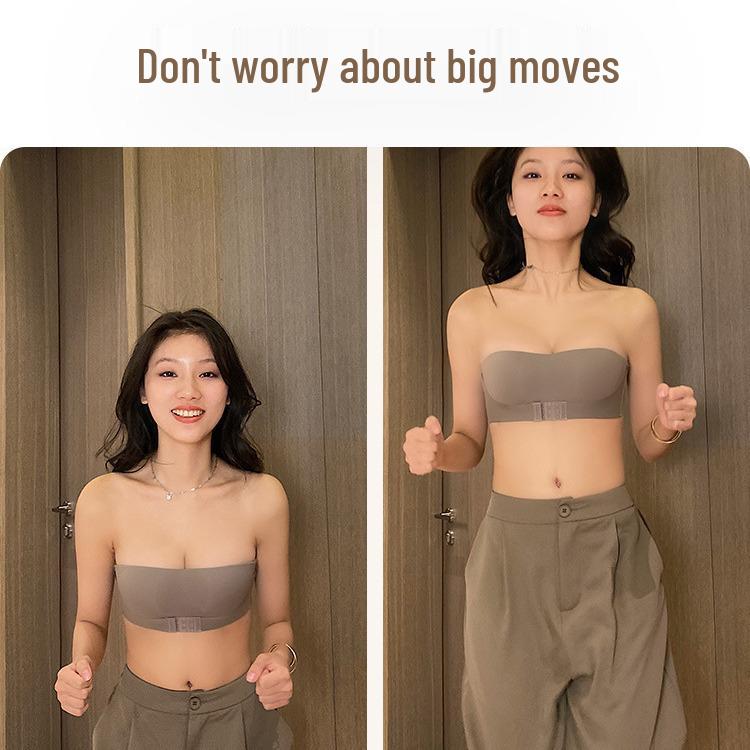 Strapless Front Buckle Bra: Thin, Non-Slip, Half-Cup Design for Small Busts – Seamless and Breathable Tube Top