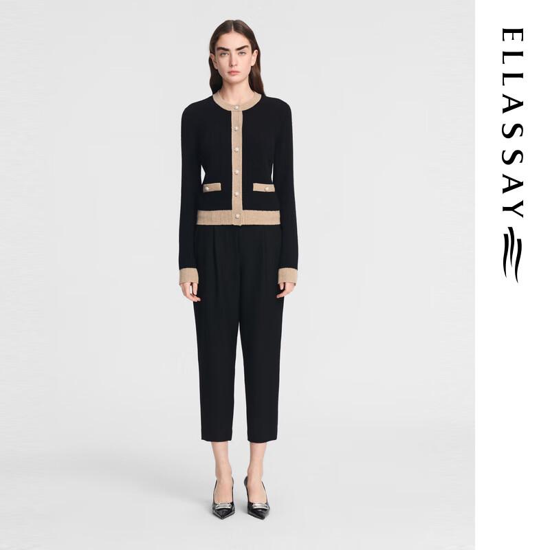 ELLASSAY Women's 100% Merino Wool Paperbag Waist Cropped Pants