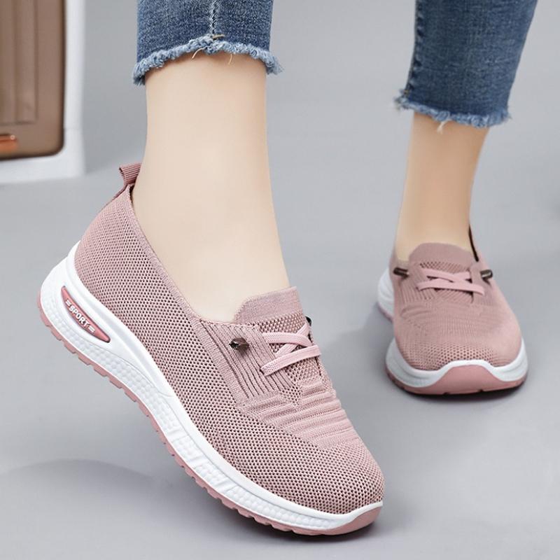 Women's Shoes, Spring Style, Mother's Shoes, Fly-knit Breathable Mesh Shoes, Low-cut Walking Shoes, Single Shoes