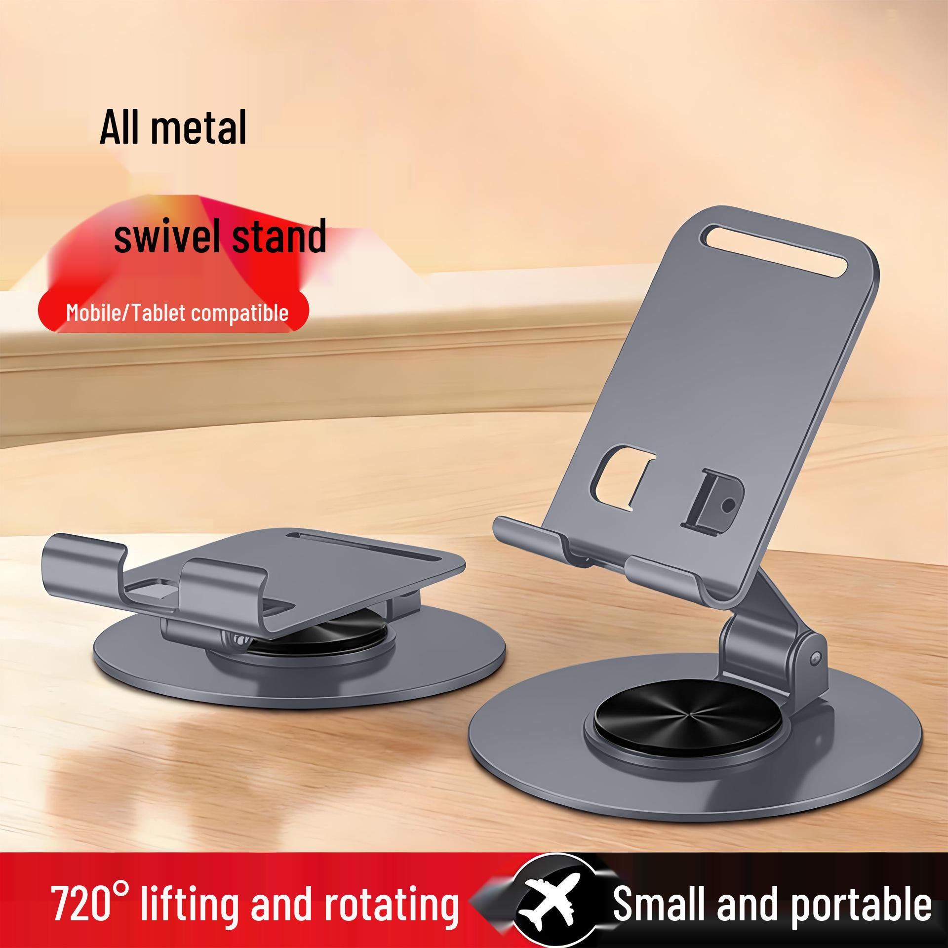 360° Rotating All-Metal Phone & Tablet Stand – Foldable Holder for Streaming & Watching