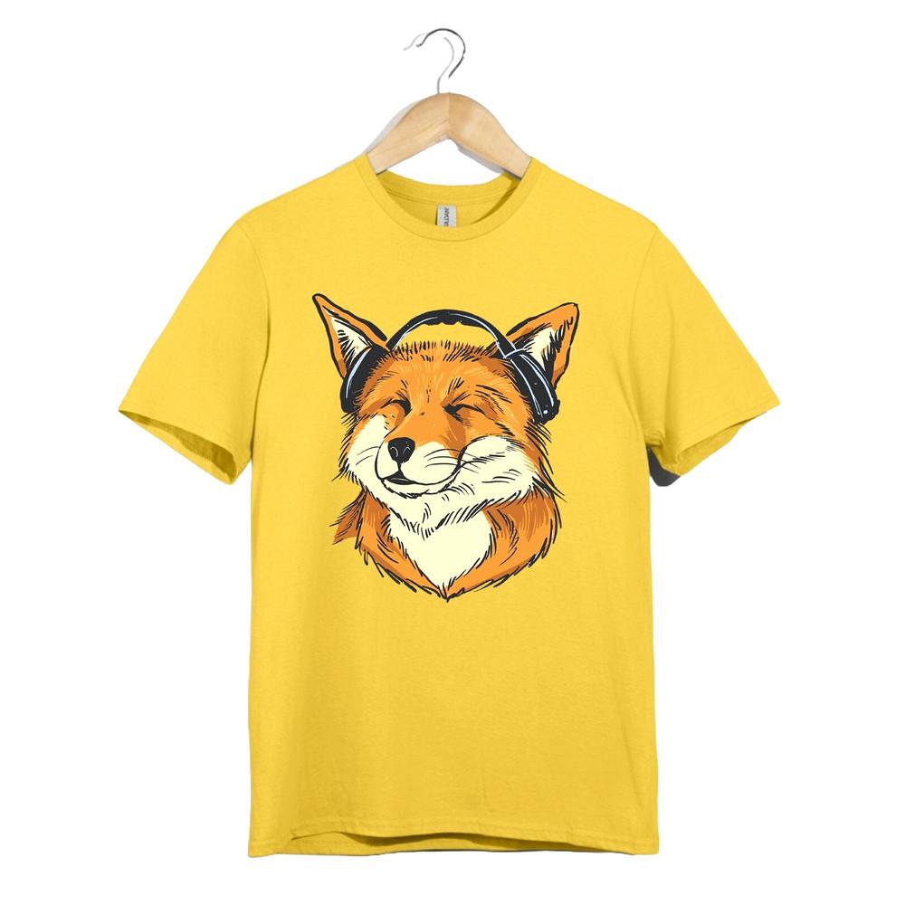 

Chill Fox Headphones T Shirt Unisex Animal Music Lover Cute Relaxed Graphic Gift 2XL