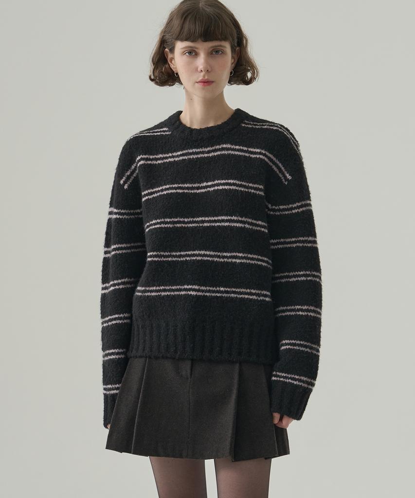 Deuloupisumeon Mellow Stripe Pullover Knit [Beige]