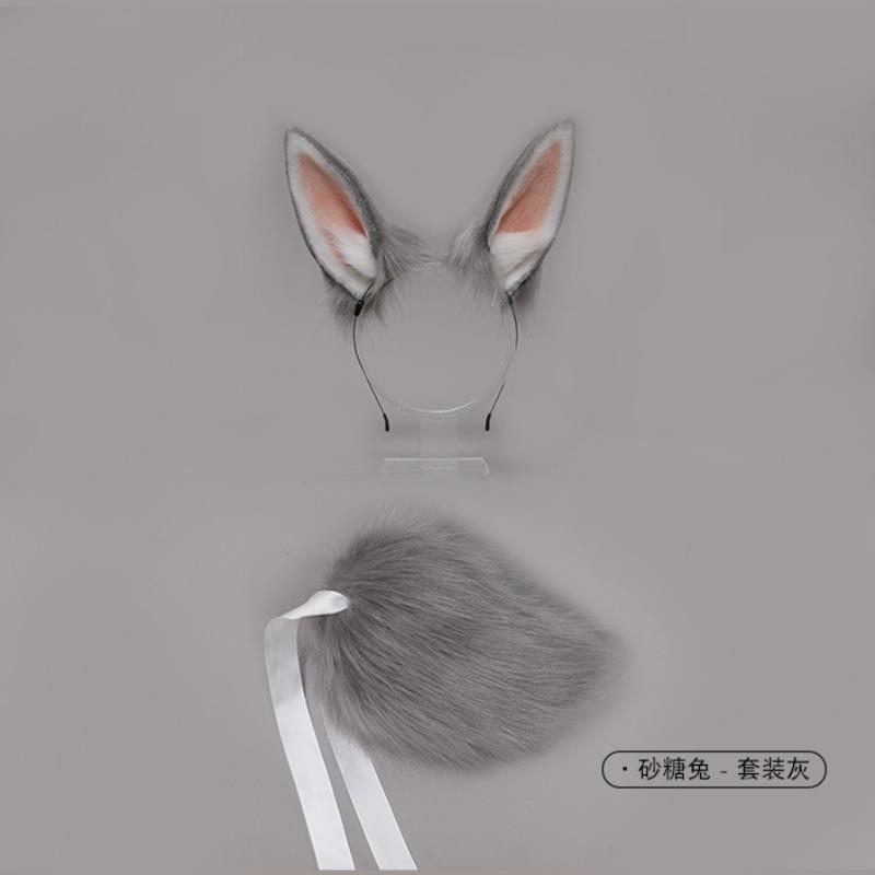 Simulation Beast Ear Tail Suit Fashion Accessories One Piece Sugar Rabbit Plush Rabbit Ears Headband Headgear Hair Accessories