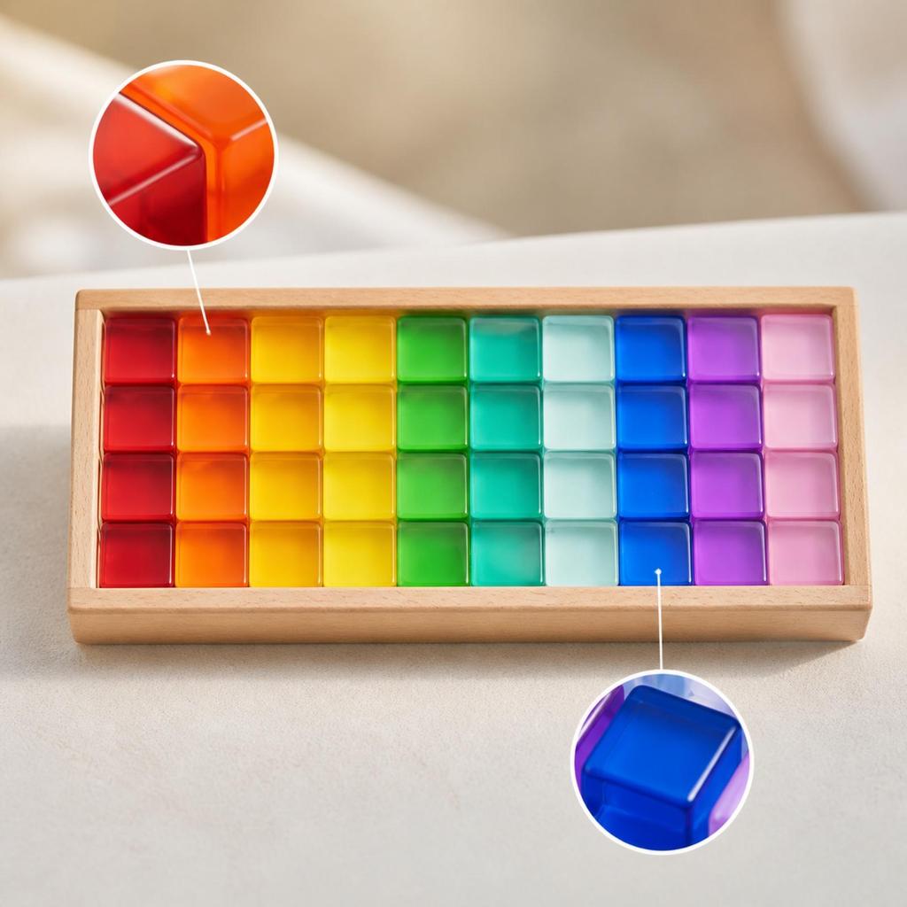 40 Pieces Cube-Shaped Sensory Building Blocks Colorful Forbright Table Play