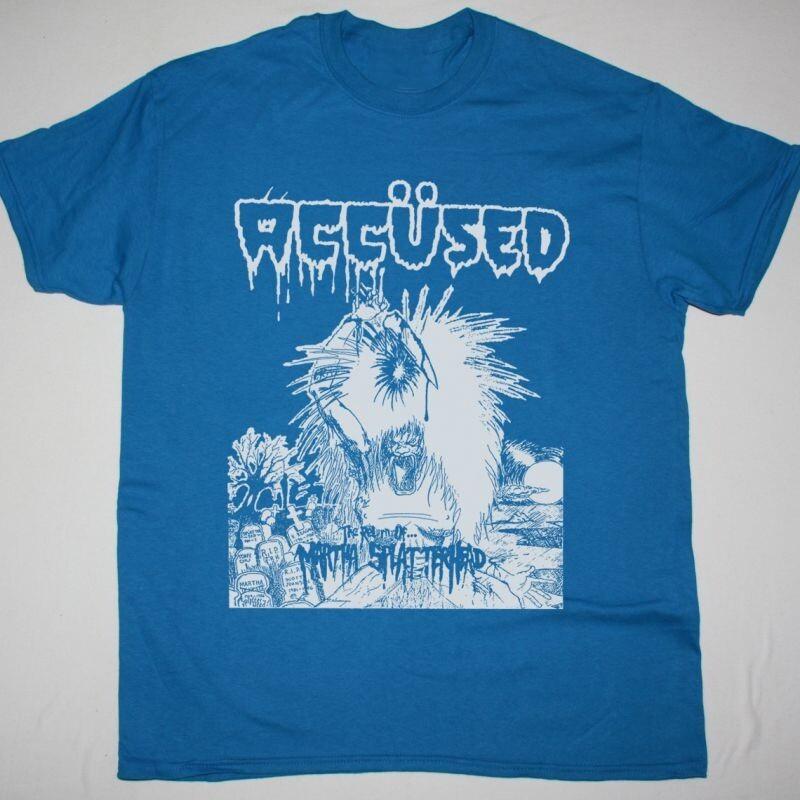 Vtg THE ACCUSED Band Album Music T Shirt Blue Cotton All Size Unisex T-Shirt XXXL