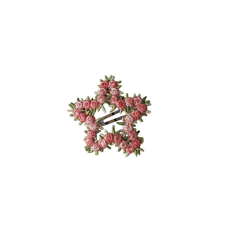 2025 Women's High-End Pink Floral Hair Clip: Sweetheart Design for Bangs and Forehead Styles