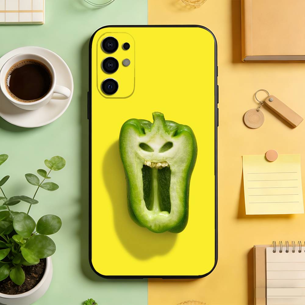 

Creative Fruit Vegetable Art Phone Case Black Silicone Soft For Samsung S25,S24,S21,S22,S23,S30,Ultra,S20,Plus,Fe,Lite Samsung S23plus5G