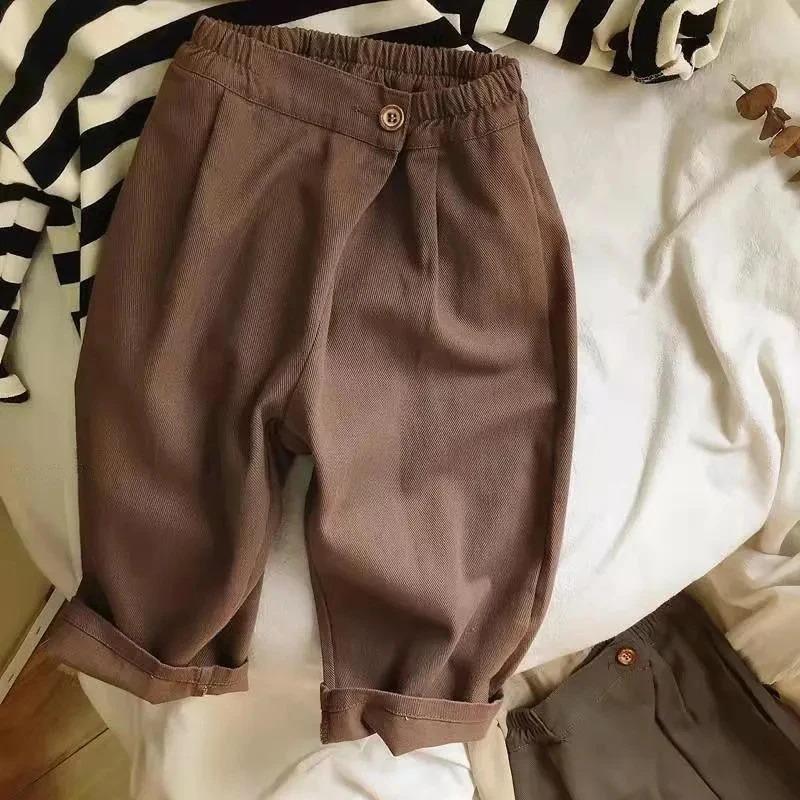 Spring Kids Harem Pants Solid Color Girls Loose Casual Pants Korean Version Thin Children Boys Trousers