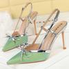High Quality 9CM Luxury Women's Pumps Bowknot Stiletto Hollow Out Hook Strap High Heeled Sandals Summer High Heels Womes's Shoes