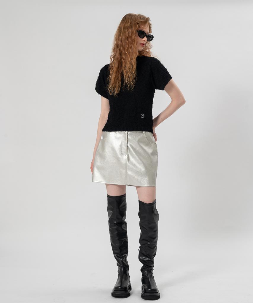 Unusual Normal Symbol Knit Top_Black