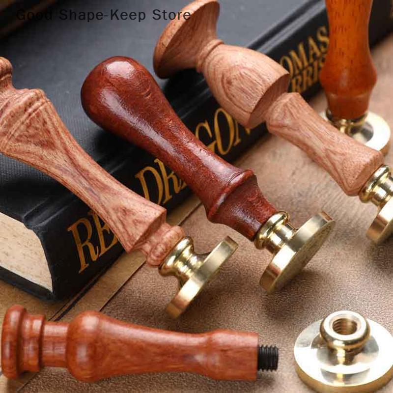 1Pc Portable Mini Diy Seal Tool Retro Pearwood Handle Wax Sealing Stamps Handle Wood Handle Wax Seal Stamp Accessories