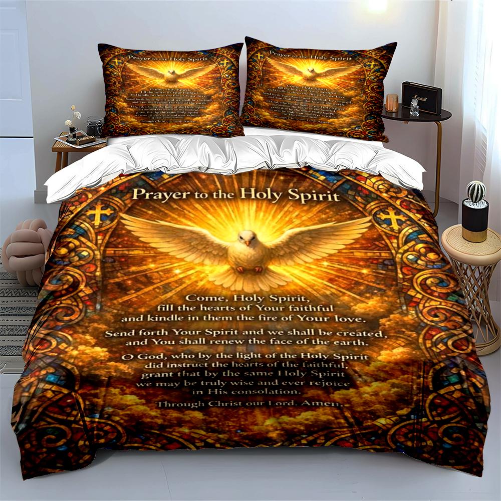 Holy Spirit Prayer Bedding Set Decor Bedding Set (1 Duvet Cover, 2 Pillowcases, Duvet Not Included)