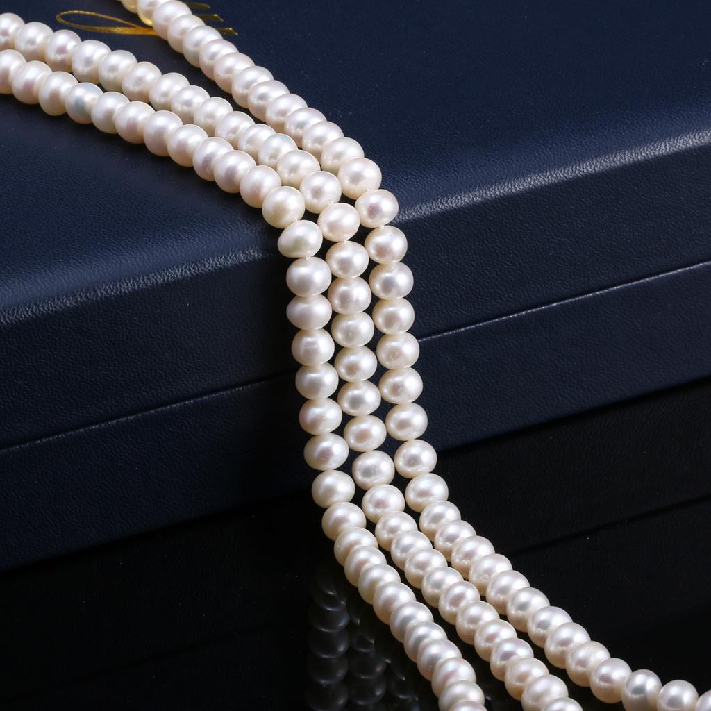 1String, Natural Freshwater Pearls, 8-9 Mm White Black Potato Shape Pearl Beads for Jewelry Making DIY Necklace, Birthday Party Gifts for Women, 36cm
