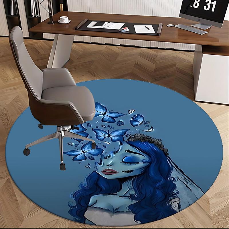 Blue Butterfly Chair Mat   Round Carpet for Home Decor, Office Use, Bedroom, Living Room, Gift Idea0142b