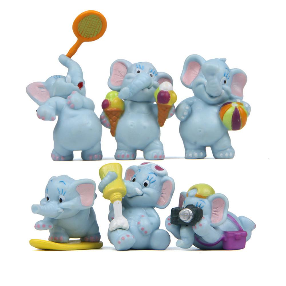 Elephant Doll 6pcs Toy Model Decoration Animation Cartoon Cute Material Pvc