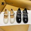Fashion Spring Loafers Lolita Shoes Woman Belt Buckle Strap Mary Jeans Patent Leather Flats Girls Cosplay JK Footwear Female Sneakers