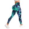Women's Tie-Dye V-Waist Ribbed Yoga Leggings - Seamless, High-Waisted Fitness Tights